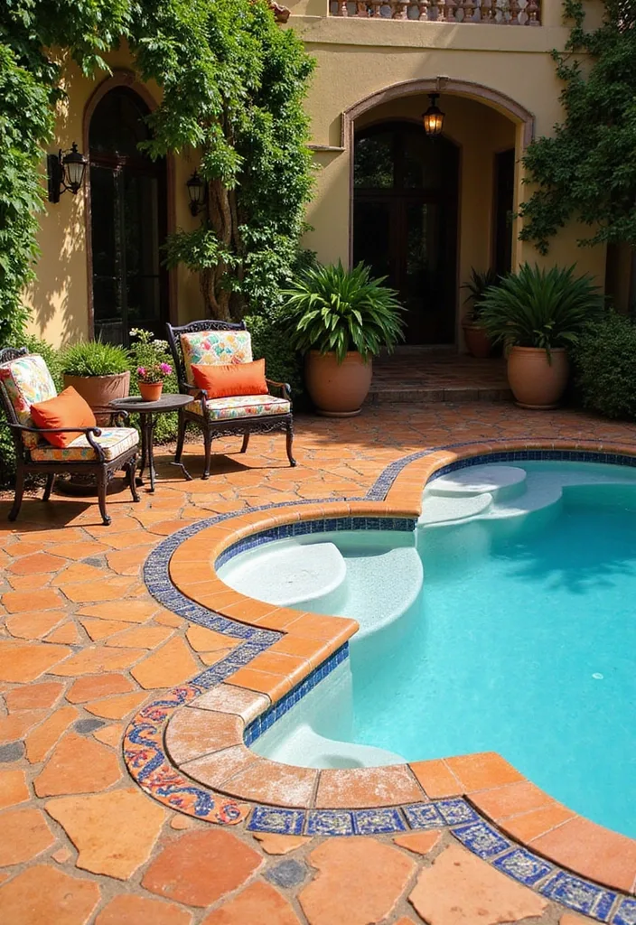 15 Stunning Pool Deck Ideas for a Dream Backyard 5 15 Stunning Pool Deck Ideas That'll Turn Your Backyard into a Dream Oasis! - 4. Mediterranean Elegance