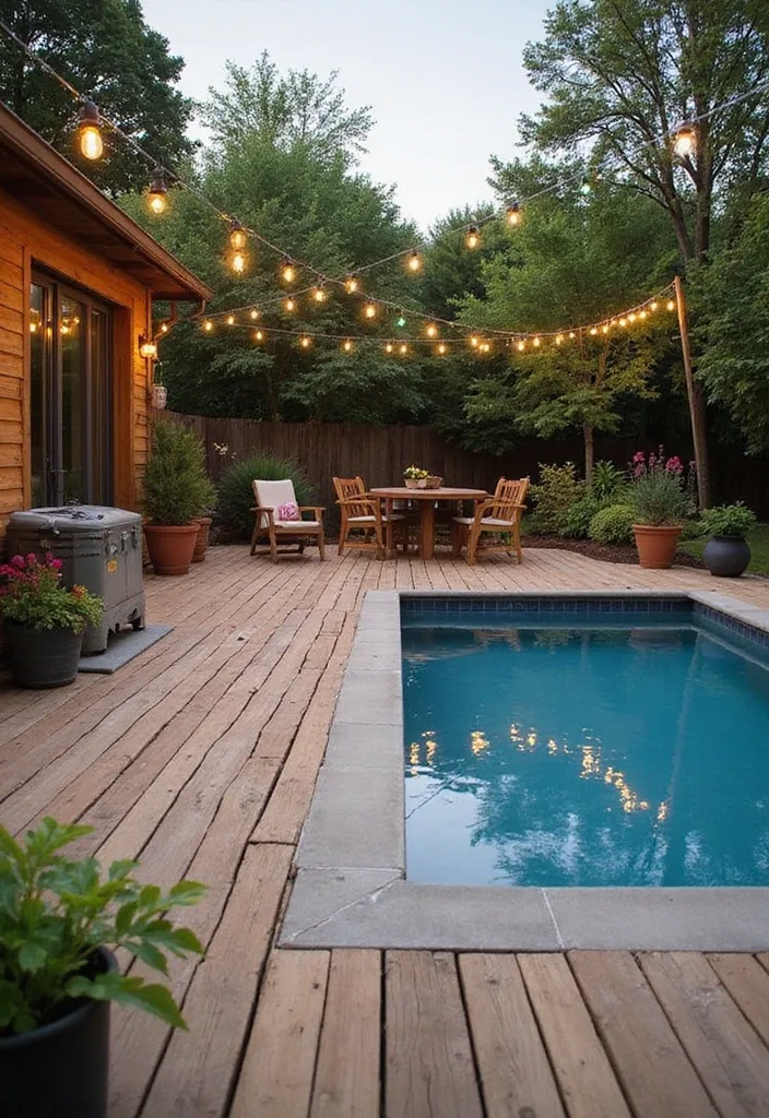 15 Stunning Pool Deck Ideas for a Dream Backyard 4 15 Stunning Pool Deck Ideas That'll Turn Your Backyard into a Dream Oasis! - 3. Rustic Charm with Wood Decking