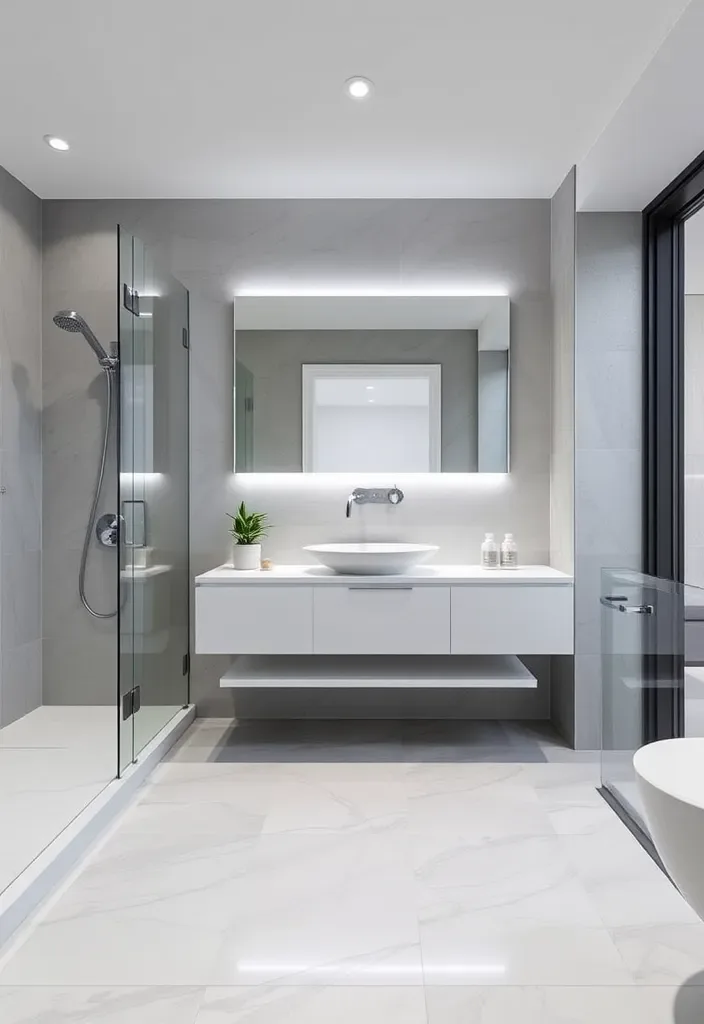 21 Gorgeous Pool House Bathroom Ideas You’ll Want to Dive Into! - 2. Contemporary Minimalism