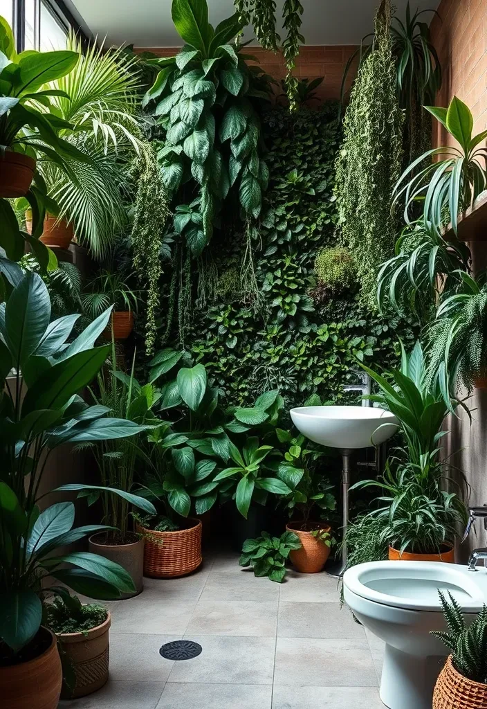 21 Gorgeous Pool House Bathroom Ideas You’ll Want to Dive Into! - 15. Urban Jungle Theme