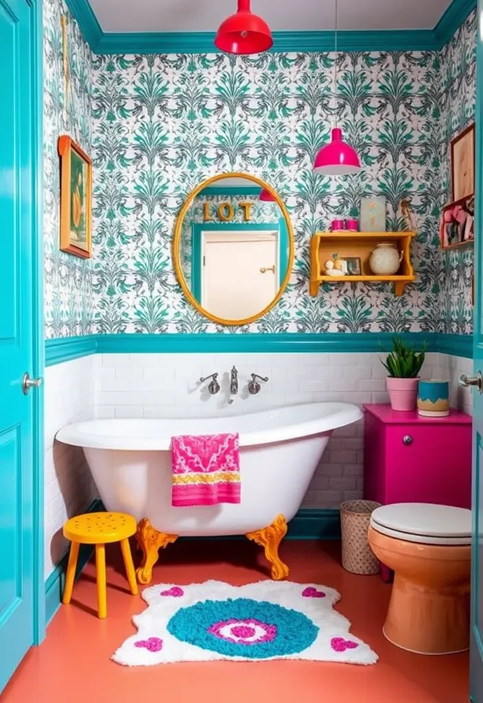 21 Gorgeous Pool House Bathroom Ideas You’ll Want to Dive Into! - 9. Whimsical Patterns