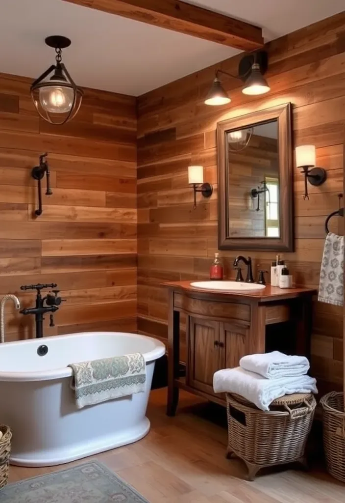 21 Gorgeous Pool House Bathroom Ideas You’ll Want to Dive Into! - 3. Rustic Getaway