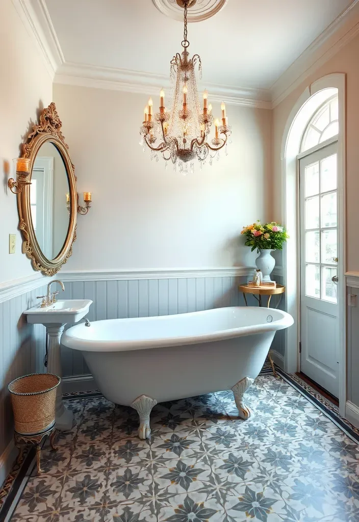 21 Gorgeous Pool House Bathroom Ideas You’ll Want to Dive Into! - 6. Vintage Elegance