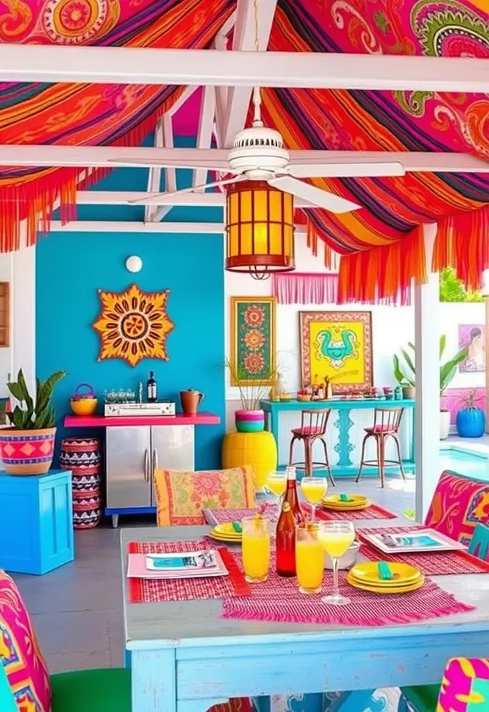 22 Pool House Cabana Ideas That Will Make Your Summer Unforgettable! - 11. Colorful Fiesta