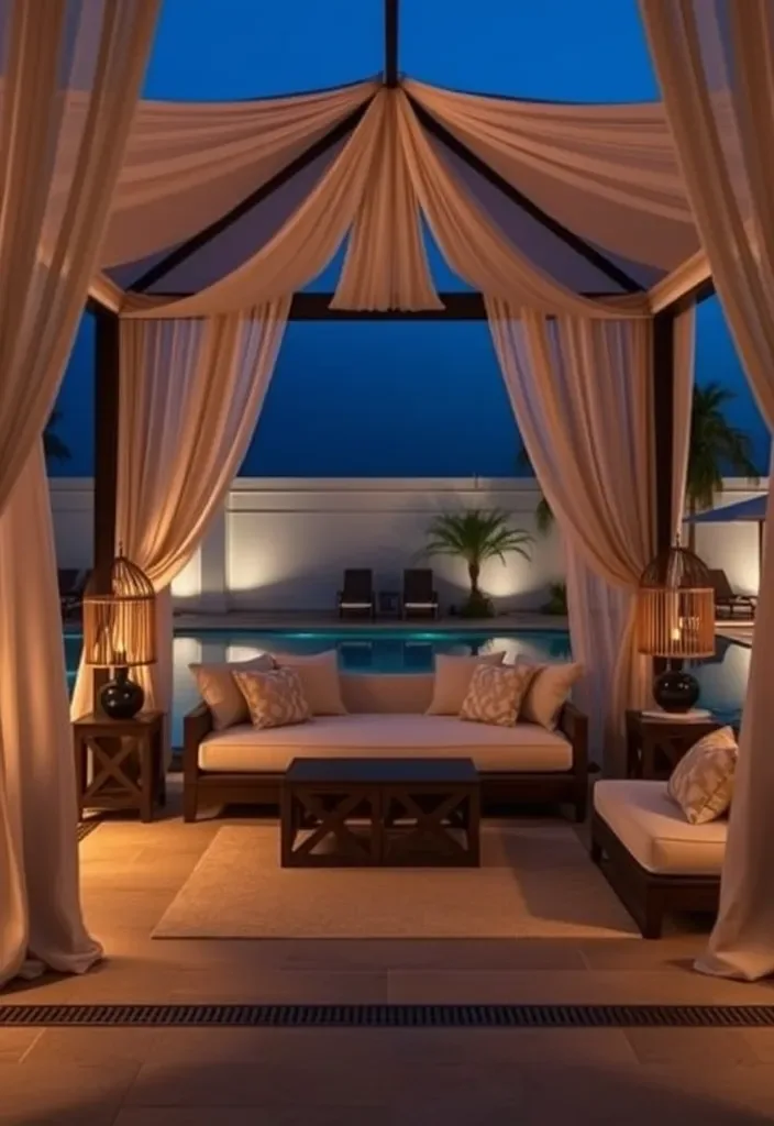 22 Pool House Cabana Ideas That Will Make Your Summer Unforgettable! - 15. Luxurious Poolside Lounge