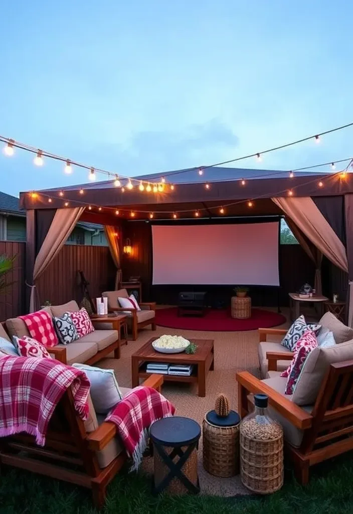 22 Pool House Cabana Ideas That Will Make Your Summer Unforgettable! - 16. Outdoor Movie Theater