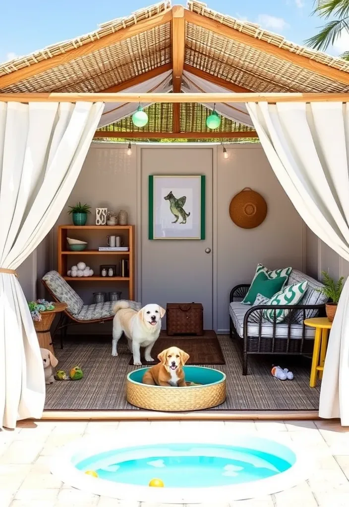 22 Pool House Cabana Ideas That Will Make Your Summer Unforgettable! - 21. Stylish Pet Retreat