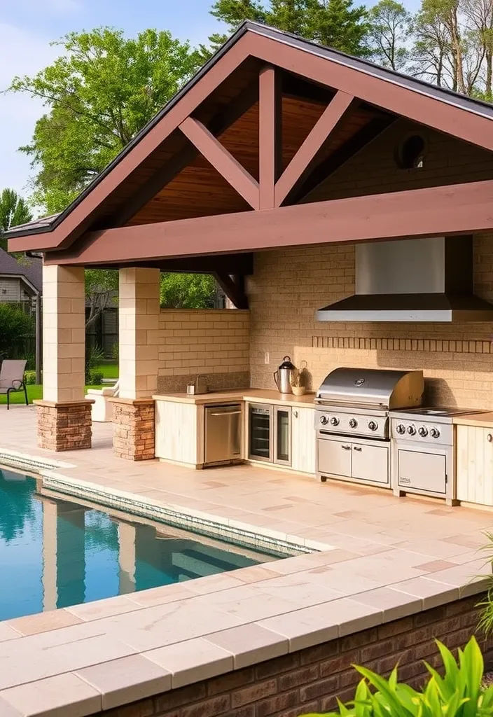 20 Pool House Design Ideas for Backyard Inspiration 21 21 Stunning Pool House Designs That Will Make Your Backyard the Envy of the Neighborhood! - 20. Pool House with Outdoor Kitchen