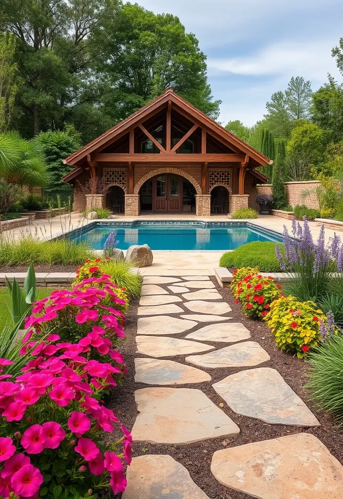 20 Pool House Design Ideas for Backyard Inspiration 20 21 Stunning Pool House Designs That Will Make Your Backyard the Envy of the Neighborhood! - 19. Integrated Landscaping