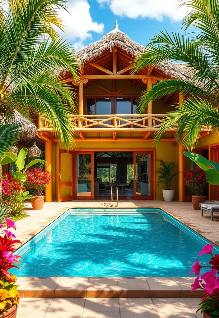 20 Pool House Design Ideas for Backyard Inspiration 4 21 Stunning Pool House Designs That Will Make Your Backyard the Envy of the Neighborhood! - 3. Tropical Paradise