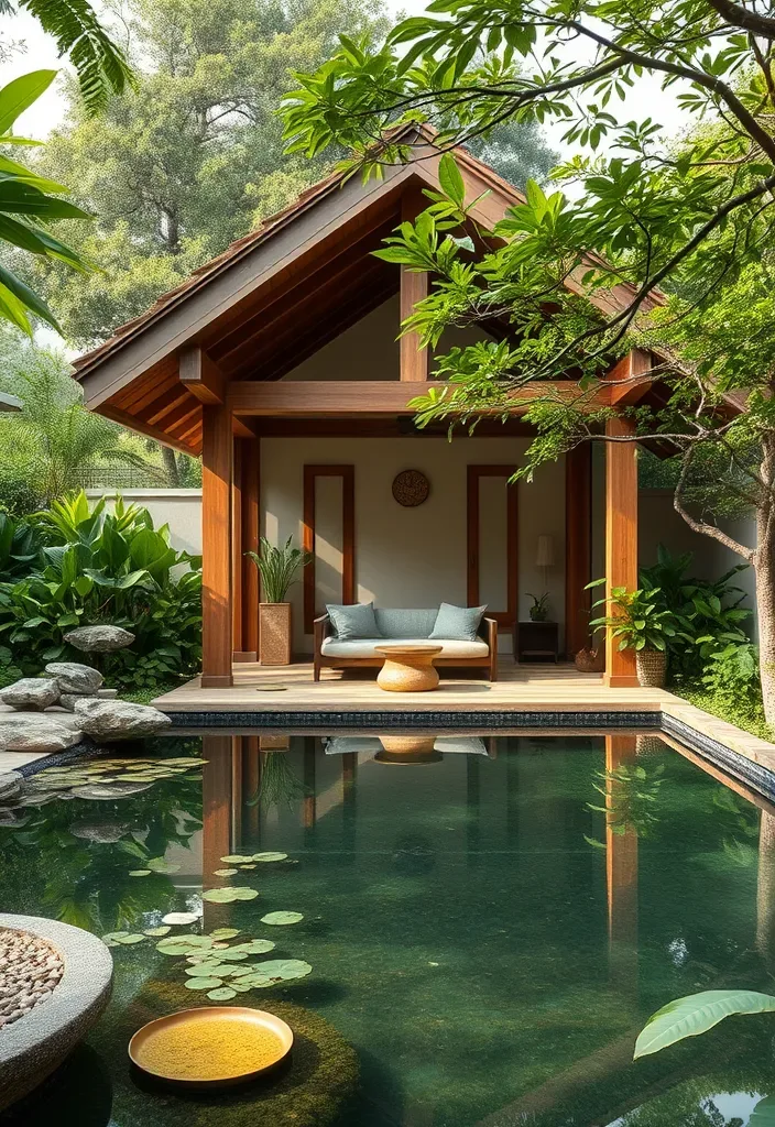 20 Pool House Design Ideas for Backyard Inspiration 11 21 Stunning Pool House Designs That Will Make Your Backyard the Envy of the Neighborhood! - 10. Zen Sanctuary