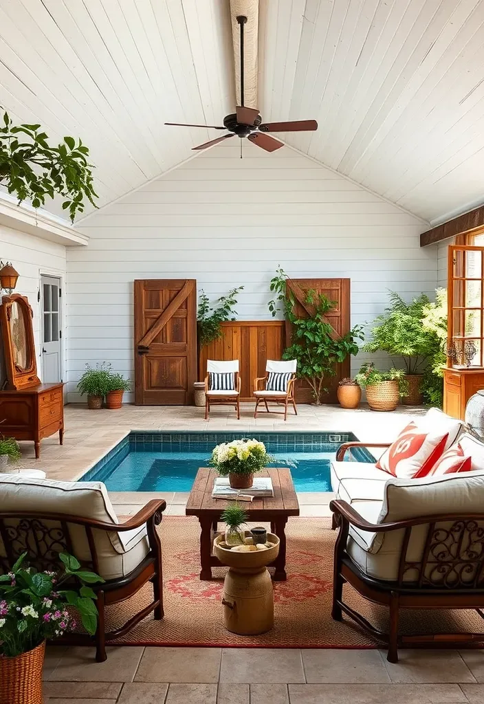 20 Pool House Design Ideas for Backyard Inspiration 15 21 Stunning Pool House Designs That Will Make Your Backyard the Envy of the Neighborhood! - 14. Vintage Farmhouse