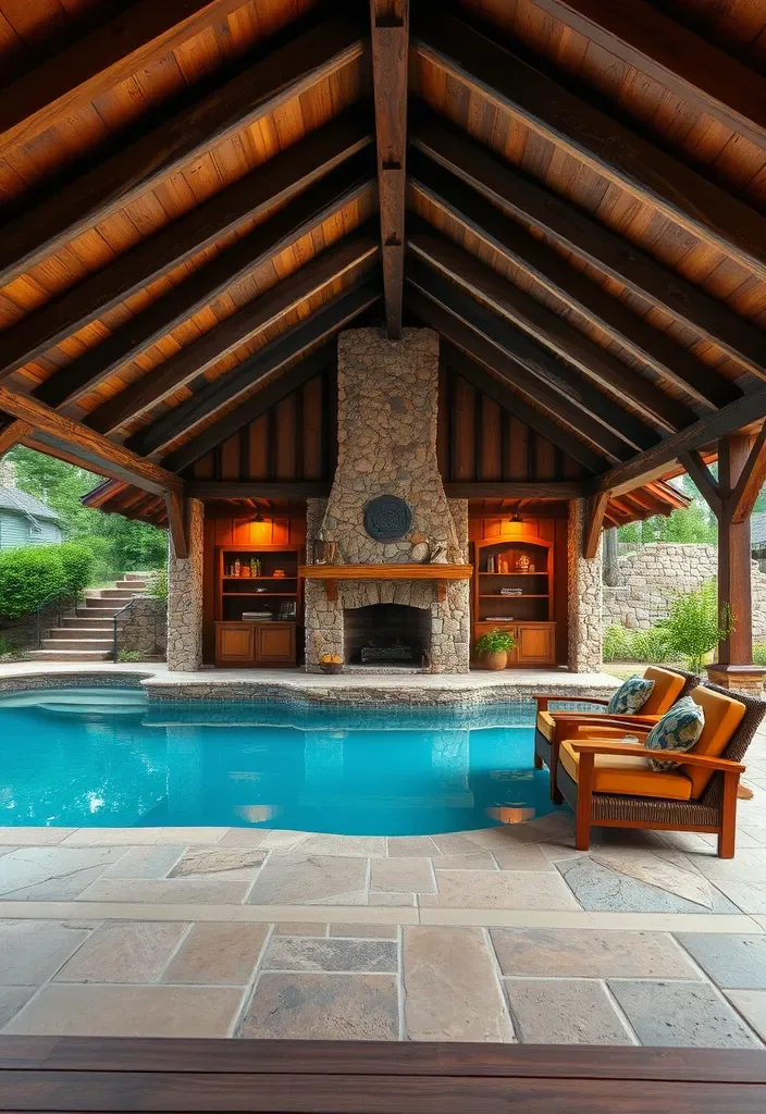 22 Pool House Ideas That Will Turn Your Backyard into a Luxurious Retreat (Wait Until You See #10!) - 3. Rustic Charm with Wood Accents