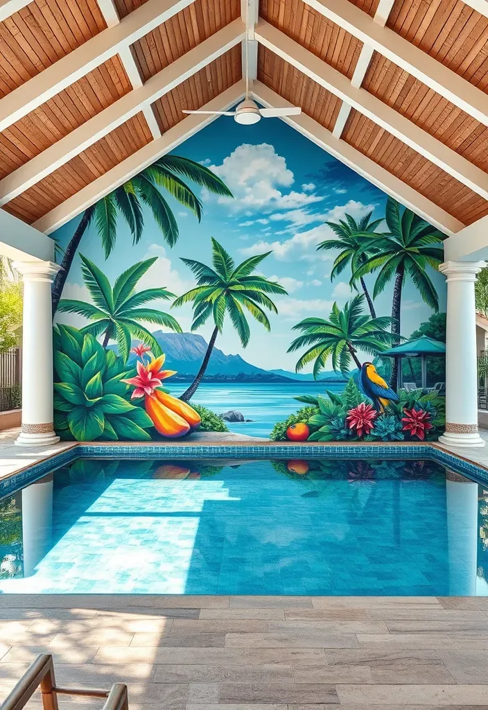 22 Pool House Ideas That Will Turn Your Backyard into a Luxurious Retreat (Wait Until You See #10!) - 20. Artistic Mural Backdrop