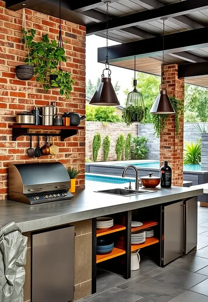 15 Pool House Kitchen Design Ideas for Entertaining 6 22 Stunning Pool House Kitchen Designs That'll Make You Want to Dive Right In! - 5. Industrial Chic