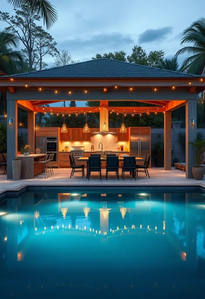 15 Pool House Kitchen Design Ideas for Entertaining 10 22 Stunning Pool House Kitchen Designs That'll Make You Want to Dive Right In! - 9. Open-Air Dining