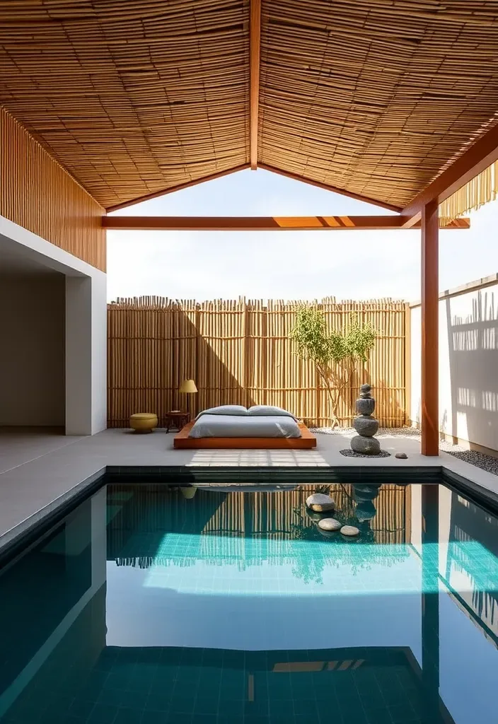 15 Pool House with Bedroom Ideas for a Weekend Retreat 6 22 Stunning Pool House Designs with Bedrooms That'll Make You Want to Dive Right In! - 5. Zen Sanctuary