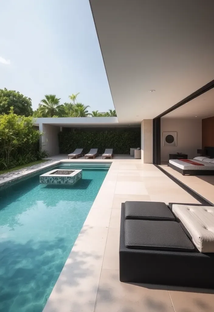 15 Pool House with Bedroom Ideas for a Weekend Retreat 2 22 Stunning Pool House Designs with Bedrooms That'll Make You Want to Dive Right In! - 1. Modern Minimalist Retreat