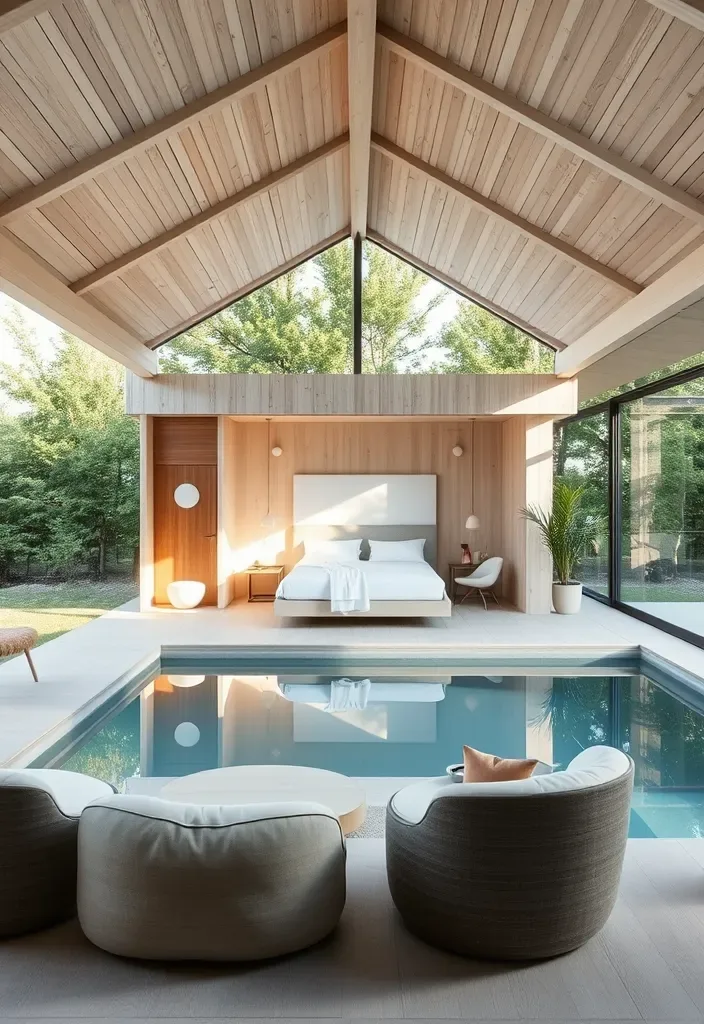 15 Pool House with Bedroom Ideas for a Weekend Retreat 13 22 Stunning Pool House Designs with Bedrooms That'll Make You Want to Dive Right In! - 12. Scandinavian Simplicity