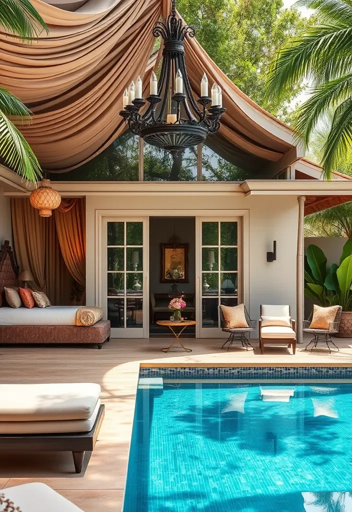 15 Pool House with Bedroom Ideas for a Weekend Retreat 10 22 Stunning Pool House Designs with Bedrooms That'll Make You Want to Dive Right In! - 9. Vintage Glam