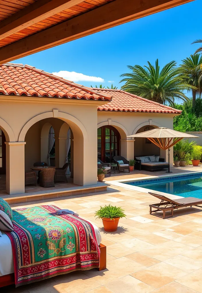 15 Pool House with Bedroom Ideas for a Weekend Retreat 8 22 Stunning Pool House Designs with Bedrooms That'll Make You Want to Dive Right In! - 7. Mediterranean Escape