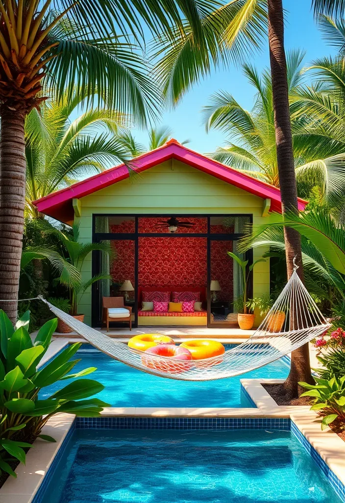 15 Pool House with Bedroom Ideas for a Weekend Retreat 4 22 Stunning Pool House Designs with Bedrooms That'll Make You Want to Dive Right In! - 3. Tropical Paradise