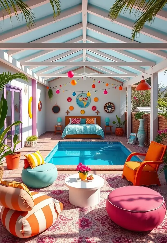 15 Pool House with Bedroom Ideas for a Weekend Retreat 15 22 Stunning Pool House Designs with Bedrooms That'll Make You Want to Dive Right In! - 14. Whimsical Wonderland