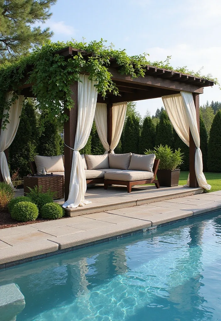21 Stunning Inground Pools That'll Turn Your Backyard into a Summer Paradise! - 17. Pergolas and Shade Structures