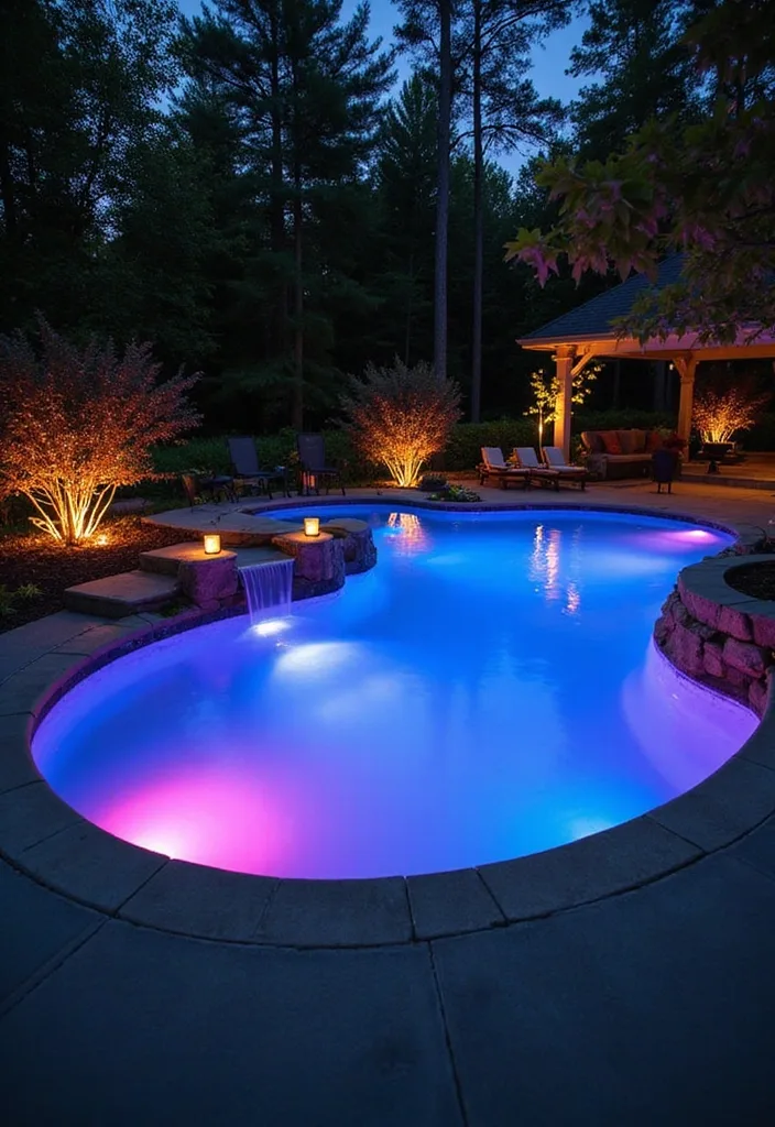 21 Stunning Inground Pools That'll Turn Your Backyard into a Summer Paradise! - 10. Nighttime Illumination