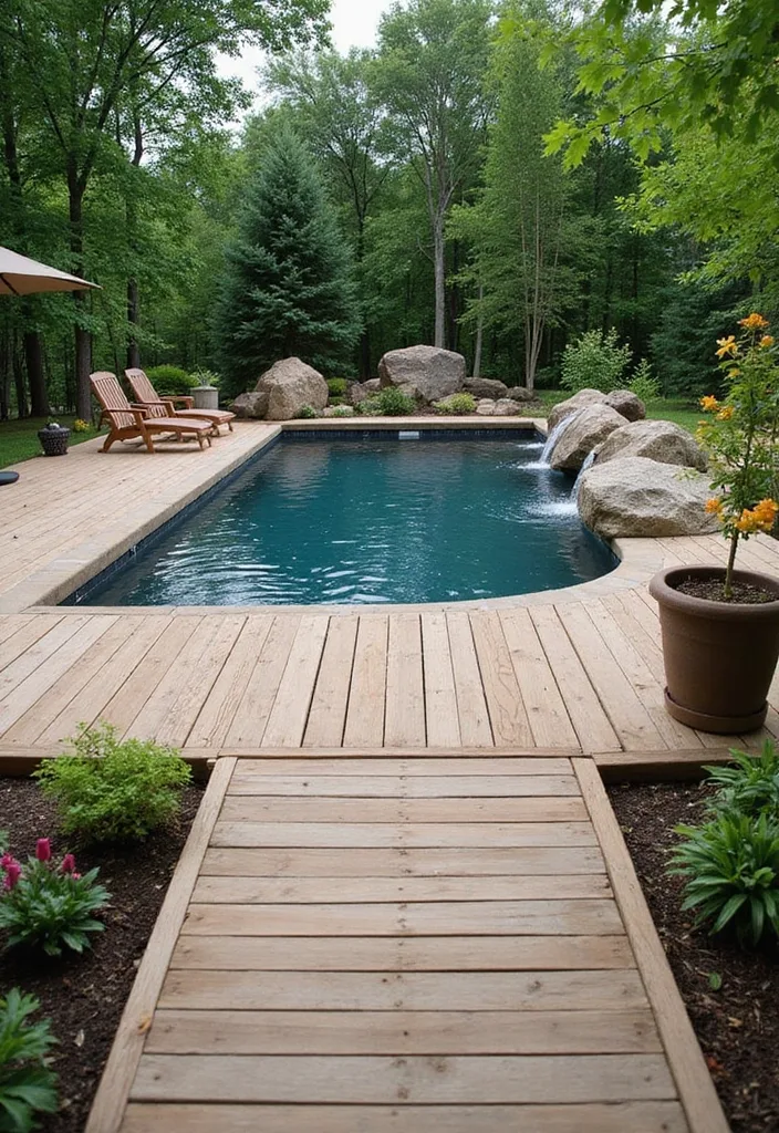 20 Creative Landscaping Ideas for a Small Backyard with a Pool 12 20 Creative Landscaping Ideas for Small Backyards with Pools (Prepare to Be Inspired!) - 11. Incorporate Natural Elements