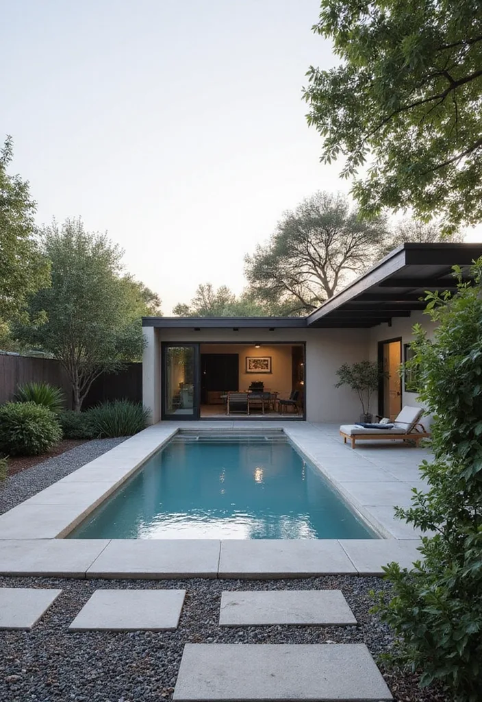 20 Creative Landscaping Ideas for a Small Backyard with a Pool 7 20 Creative Landscaping Ideas for Small Backyards with Pools (Prepare to Be Inspired!) - 6. Minimalist Design with Clean Lines