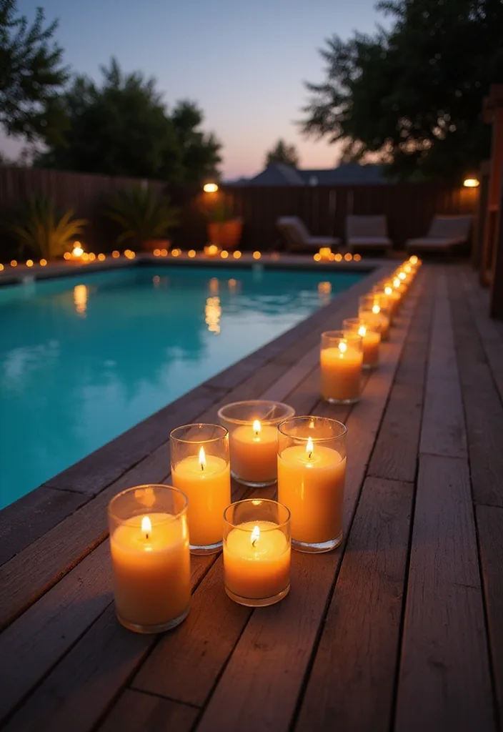 15 Creative Wooden Pool Deck Decorating Ideas for Summer 13 15 Creative Ways to Decorate Your Wooden Pool Deck for Summer Parties (Your Friends Will Love #8!) - 12. Aromatic Outdoor Candles