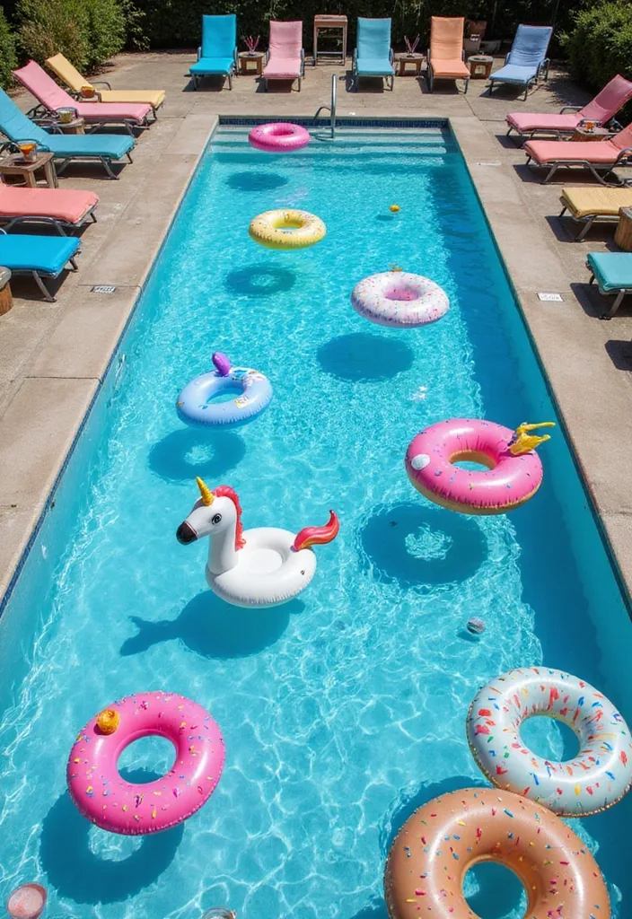 15 Creative Wooden Pool Deck Decorating Ideas for Summer 3 15 Creative Ways to Decorate Your Wooden Pool Deck for Summer Parties (Your Friends Will Love #8!) - 2. Vibrant Pool Floats for Fun