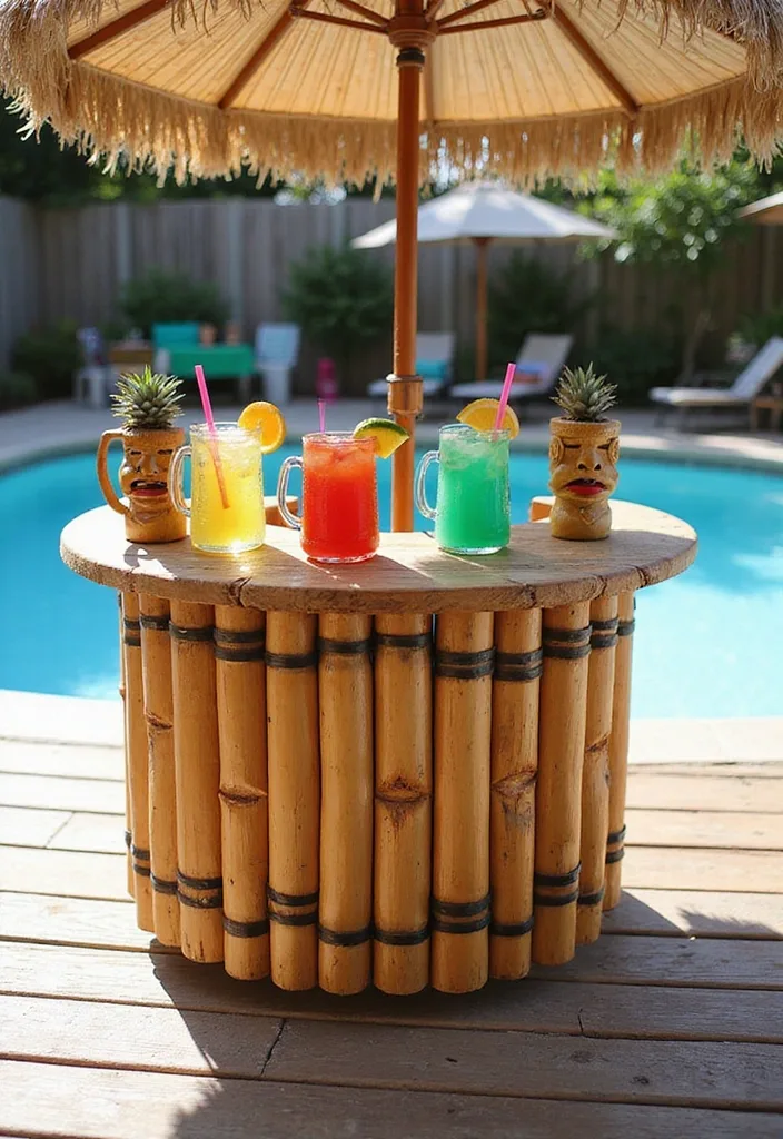 15 Creative Wooden Pool Deck Decorating Ideas for Summer 8 15 Creative Ways to Decorate Your Wooden Pool Deck for Summer Parties (Your Friends Will Love #8!) - 7. DIY Tiki Bar Setup
