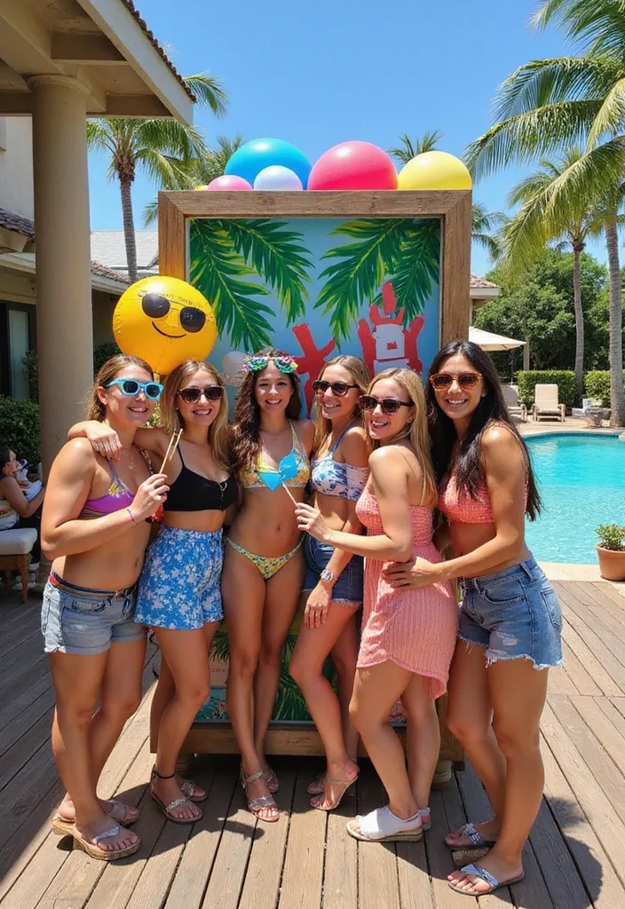 15 Creative Wooden Pool Deck Decorating Ideas for Summer 15 15 Creative Ways to Decorate Your Wooden Pool Deck for Summer Parties (Your Friends Will Love #8!) - 14. Fun Photo Booth Area