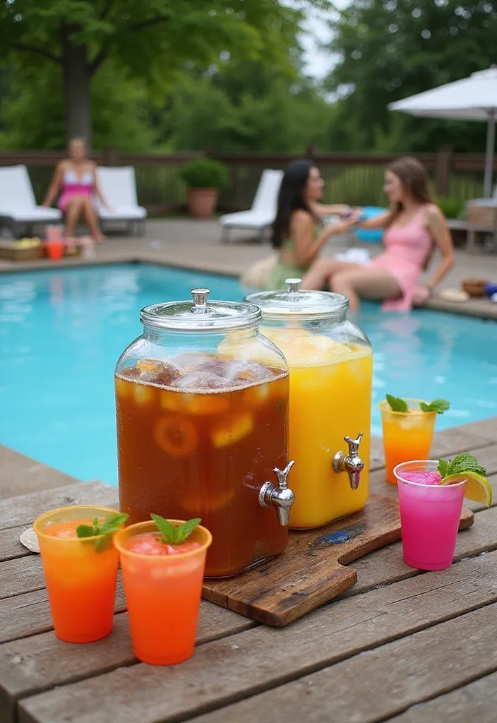 15 Creative Wooden Pool Deck Decorating Ideas for Summer 16 15 Creative Ways to Decorate Your Wooden Pool Deck for Summer Parties (Your Friends Will Love #8!) - 15. Refreshing Drink Station