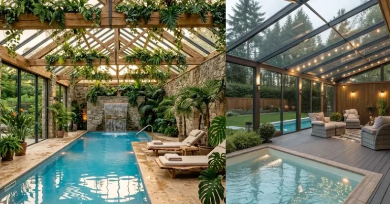 house pool design ideas, backyard pool styles collage
